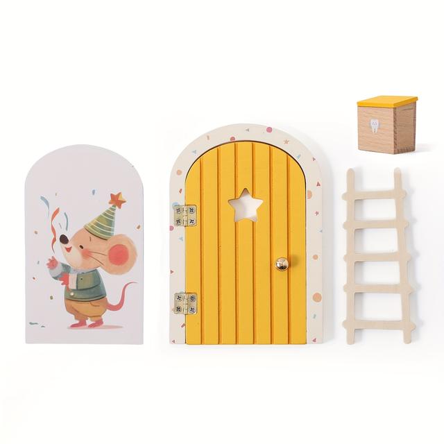 TEMU Wooden Cartoon Fairy Door, Ladder Decoration For Fairy Door Ornaments, Colorful Heart Fairy Door Home Decor, Commemorative Photo Props, Christmas, Halloween, And Birthday Gifts