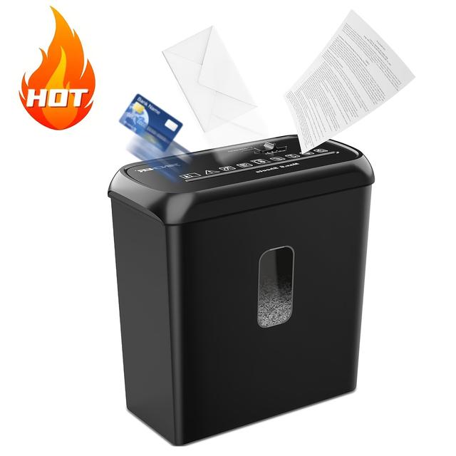 TEMU Sincher Document Cut | 6 Sheets, Cut Cd And Credit Card For Home Office, Portable Handle With 11l Waste Container, Auto Reverse Anti-jam, 3 Modes, Power Supply, 110v/220v