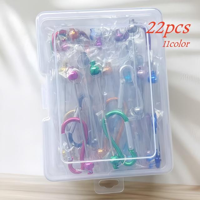 TEMU Of 22pcs 145*22mm Colorful Blank Bead Keychain Rods With Outdoor Hooks, Assorted For Diy Backpack Decoration And Pendant Accessories In 11 Colors, Diy Wallet Making