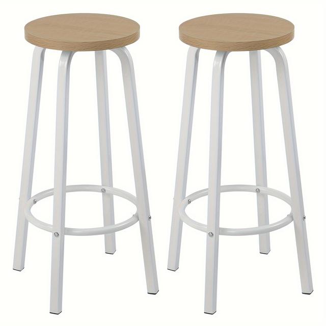 TEMU 2pcs Taburetes de Bar, Taburetes Redondos, Adecuados para , Comedor, Patas de Metal con Reposapiés