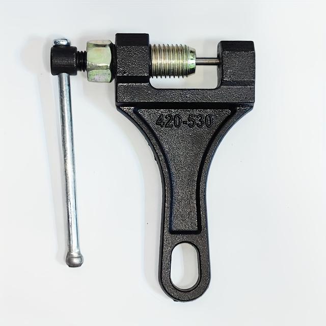 TEMU Sturdy Stainless Steel Chain Breaking Tool #420-530 - Ideal For Dirt Bikes, Atvs, Quads, Go-karts, And Scooters - User-friendly With An Adjustable Black Handle And A Copper-colored Screw