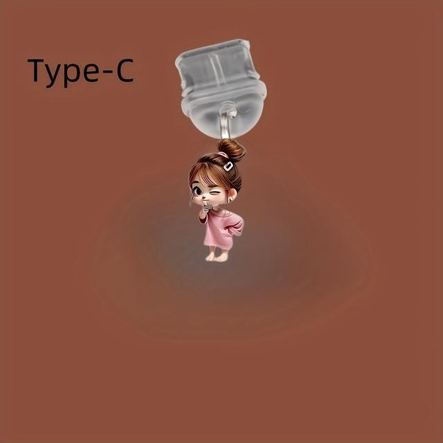 TEMU 2d Flat Cute Cartoon Girl, /type-c/port Maintenance Accessory, Dust Cover Accessory, Ideal Holiday Gift