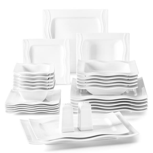 TEMU Malacasa 28pcs Porcelain Dinnerware Set, , Microwave & Dishwasher Safe, For Christmas, Thanksgiving, 's, Father's & Day - Service For 6