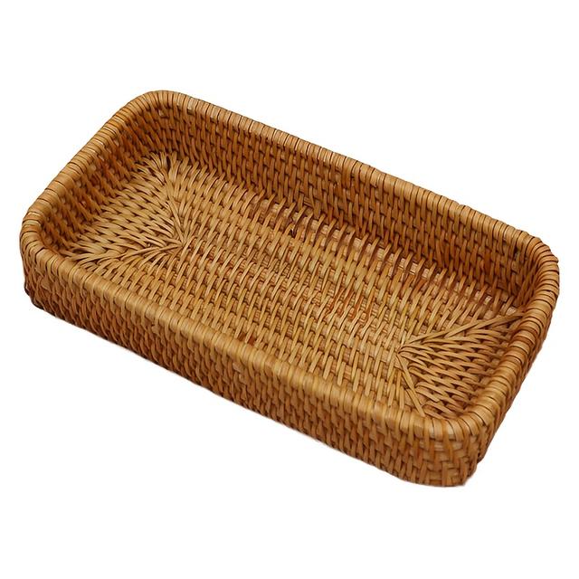 TEMU Naturlig Rattanvävd Förvaringsbricka för Badrum, Dekorativ Korg för Toaletttank, Lång Förvaringskorg för Handdukar, Utsökt Hemförvaring och Dekoration