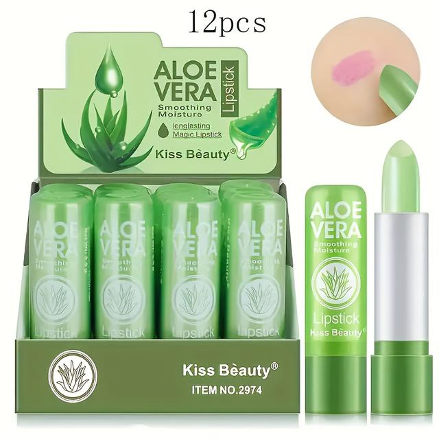 TEMU Set Of 12 Aloe Vera Lip Balms That Change Color With Temperature, Suitable For Every Skin Type
