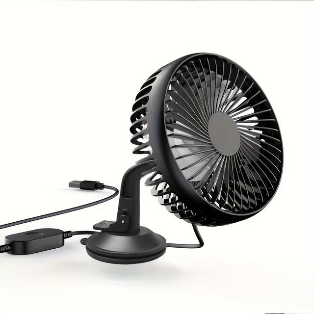 TEMU Anirun Car Fan, 3-speed Adjustable, Strong , Usb Powered, , Non-slip Silicone Base, Suitable For Dashboard, Windshield, Etc., For , Without Battery