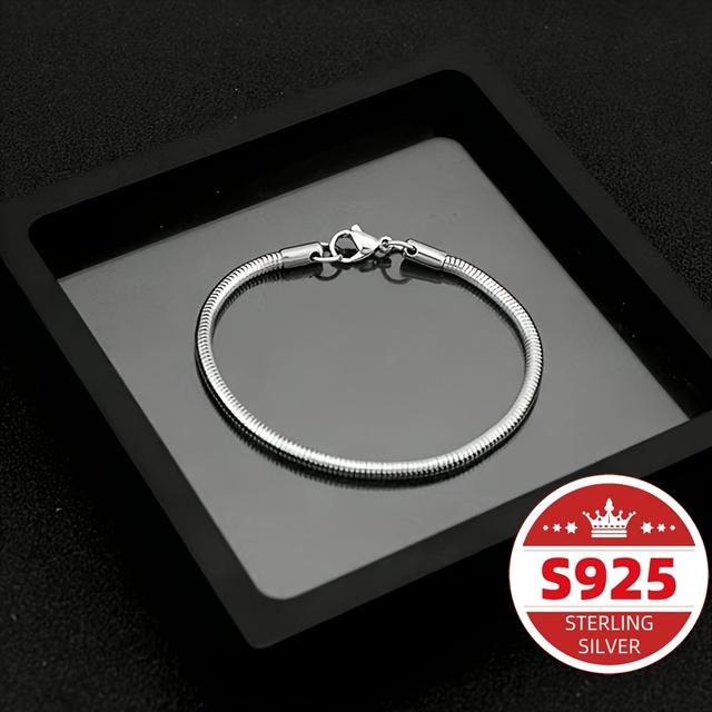 TEMU S925 Sterling Silvery Minimalist Bracelet, Perfect For Casual Attire, Birthday Gifts, And Special Occasions, Stylish, Durable, And Low-allergy Jewelry