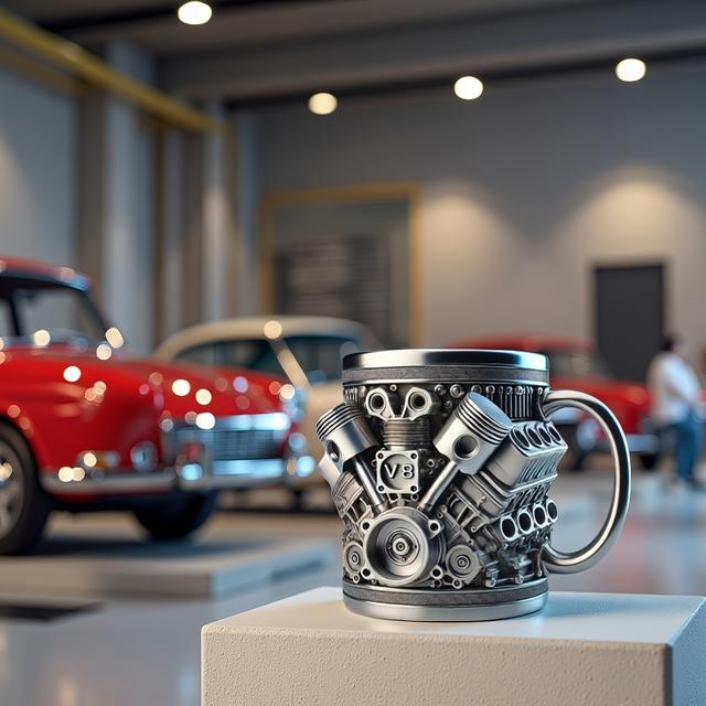 TEMU Design Coffee Mug - Handcrafted Durable Cup For Car Enthusiasts, Gift, Racing Fan Present, Handiwork Car Lover Drinkware With Vintage Motor Art