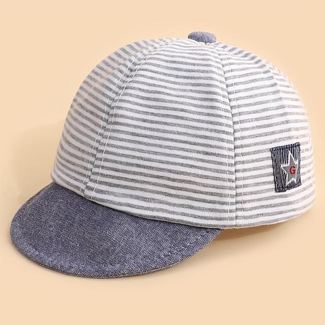 TEMU Gorra de Visera y Rayas para Bebé, Elegante y Versátil Sombrero de Sol Exterior, Adecuado para Niños y Niñas para Salidas , Ideal como Regalo