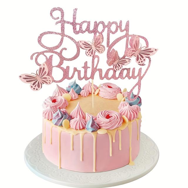 TEMU 1pc Butterfly Cake Toppers Butterfly Cupcake Topper For Women' Birthday Cake Topper Butterfly Birthday Cake Decorations Butterfly Party Decorations