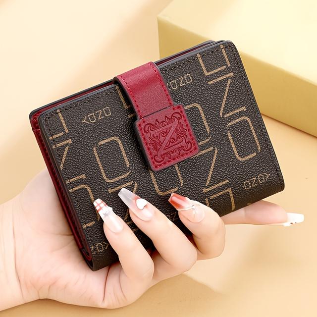 TEMU Billetera ONDY con 7 Ranuras para Tarjetas, Bolsillo Cremallera para Monedas y Ventana de Identificación – Cuero Sintético PVC Estampado, Diseño Elegante, Portátil para Uso Diario