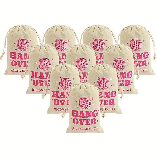 TEMU 10-piece Hangover Kit, Wedding Bachelorette Party Gift Drawstring Bags, Small Packaging Bags, Jewelry Packaging Bags