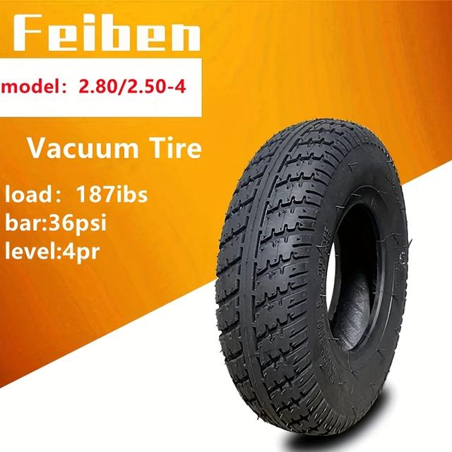 TEMU Pneus para Trotinete, Pneus de Mobilidade 2.80/2.50-4, Pneus de Vácuo, Pneus Insufláveis, Pneus para Carrinho de Mão 2.50-4, Universal 2.80-4, Pneus Off-Road para Uso em Terrenos Ruídos