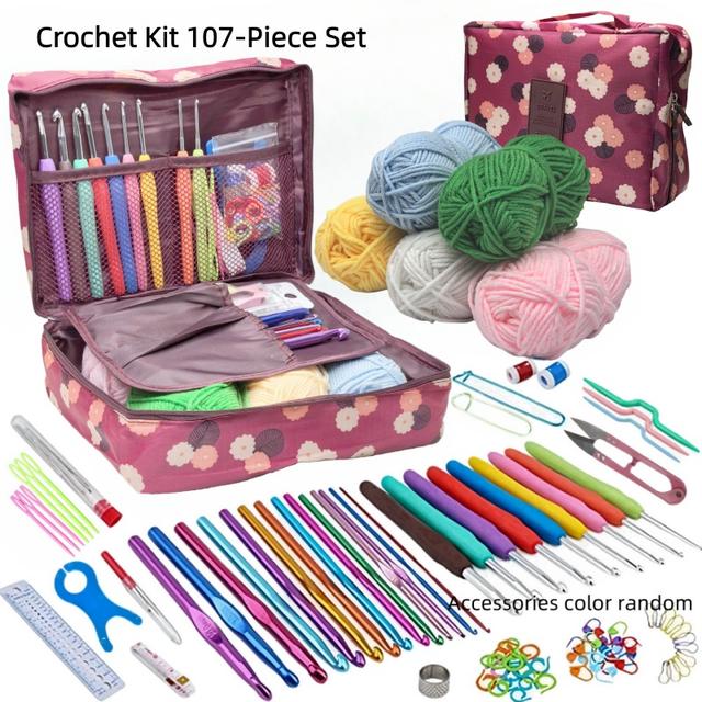 TEMU 107pcs Crochet Set, Portable Knitting Tools Handmade Crochet Complete Kit