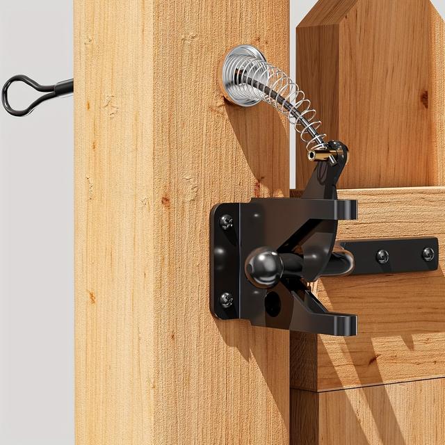 TEMU Gate Latch Complete Outdoor Gate Latch For Wooden Gates Operates From/on Of Fence Patented Dual Sided Operation. Wooden Fence Latch Vinyl Gate Latch Metal Fence Latch Universal Fit