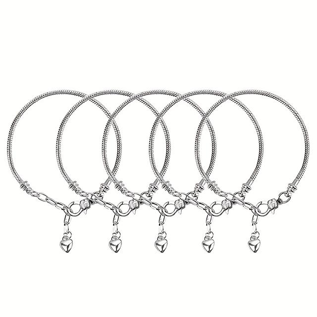 TEMU 5 Adjustable Snake-shaped Bracelets, Heart-shaped Metal Bracelets, Handmade Bracelets For Women's Jewelry Making