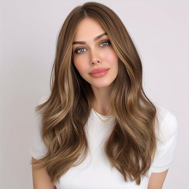 TEMU Smilco 22-inch Brown Gradient Curly Synthetic Wig - Heat-resistant, Easy To Style, Looks And Complete, Comes With A Comfortable Rose Mesh For A Daily