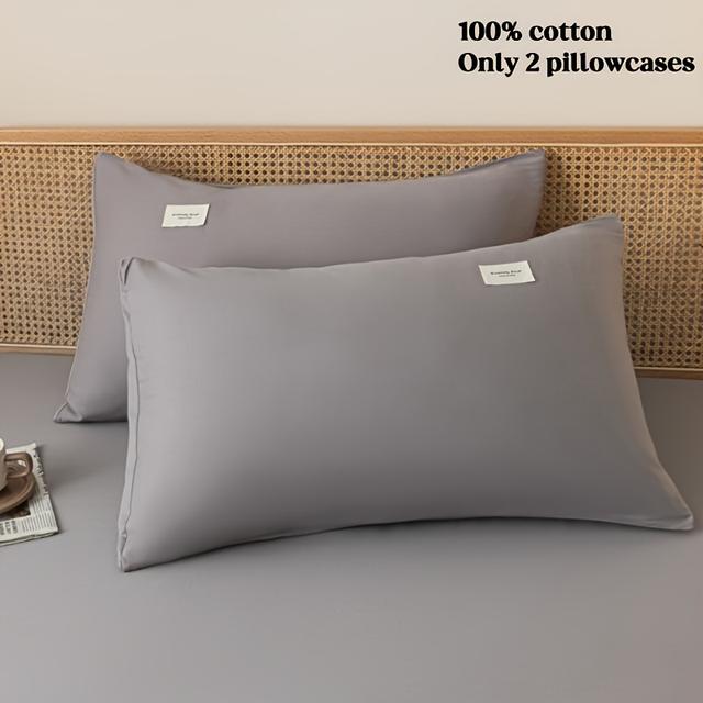 TEMU 2-pack 100% Cotton Solid Color Pillowcases, Envelope Closure Design, Includes 2 Pillowcases (pillow Inserts Not Included). Simple And For Bedroom, Dormitory, Living Room Bedding And Home Decor