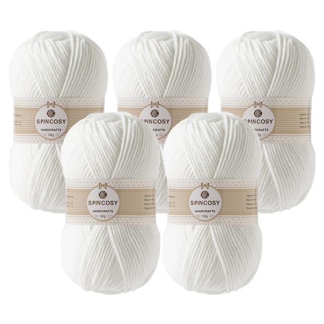 TEMU 5-pack Of Acrylic Yarn, 4-ply Medium Thickness Acrylic Yarn, Totaling 250 Grams, Hand-knitted Yarn Skeins, Multiple Colors Available, Soft And Durable Sweater Scarf Yarn Set