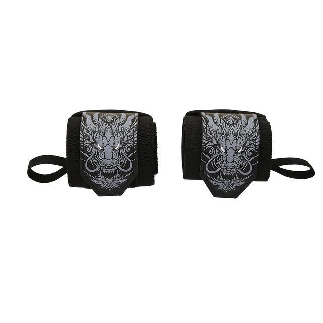 TEMU Thickened Sports Wrist Wrap For Fitness, Unisex Strength Training, Weightlifting, Bench Press Support Band With Compression And Chinese Dragon Pattern