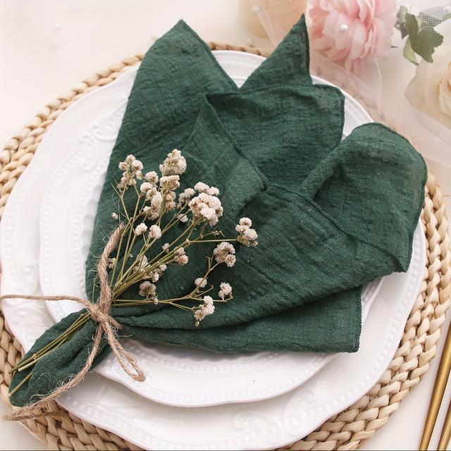 TEMU 12pcs Boho Style Soft Napkins - Multipurpose Elegant Cloth For Home & Events, Ideal For Thanksgiving, Weddings, Christmas & Halloween Decorations, No Electricity Needed, Christmas Decor