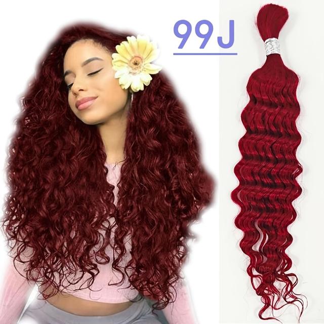 TEMU Bulk Human Hair Deep Wave For Braiding Deep Curly No Weft Brazilian Remy Hair Extensions 50grams Orange
