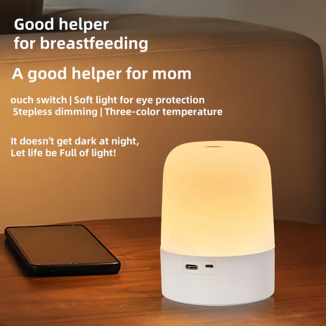 TEMU Touch Led Warm Light Night Lamp - Usb Powered, Adjustable Brightness, Colors, Suitable For Bedroom, Reading, And Home Decor