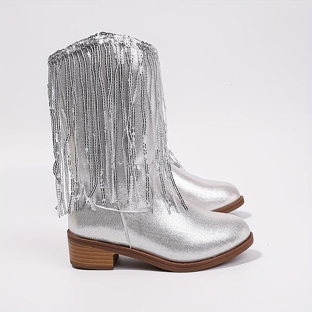 TEMU أحذية بوت للبنات للحفلات بشرابات للأطفال، طراز 2025 الجديد، أحذية بوت عصرية للأنشطة الخارجية