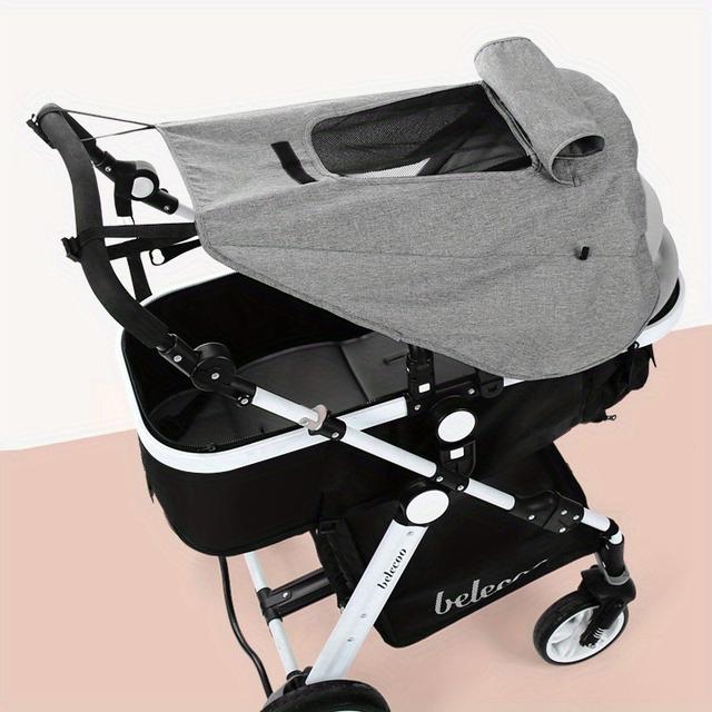 TEMU 1pc Stroller Sun Canopy - Uv Protection, High-view Stroller Cover, Suitable For Large And Double-sided Strollers, Sun Shade Cloth, Sun Shield