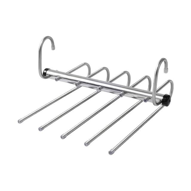 TEMU 1pc - Stainless Steel 5-layer Hanger - Heavy Duty Pants Hanger With Traceless , Space-saving Wardrobe Organizer, Suitable For /ceiling, Adjustable Bar, Suitable For Home/office/hotel