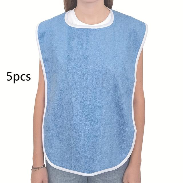 TEMU Conjunto de 5 Babadores Premium para Adultos - Ajustáveis, Flanela Grossa, Lavável na Máquina, Cobertura Protetora para com Deficiência - Macios, Respiráveis, Confortáveis e Fáceis de Limpar