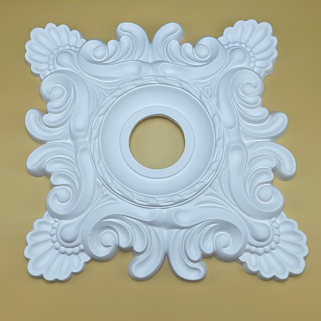 TEMU White Pu Disc Polyurethane Material Wall Decoration American Disc Base Pu Model Foam Plastic Decoration Material With Round Hole In - Shape Building Home Board