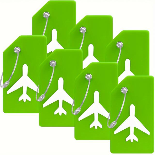 TEMU 7 قطع علامات أمتعة سيليكون لحقائب السفر والشنط مع بطاقة اسم، مثالية لتحديد الأمتعة بسرعة