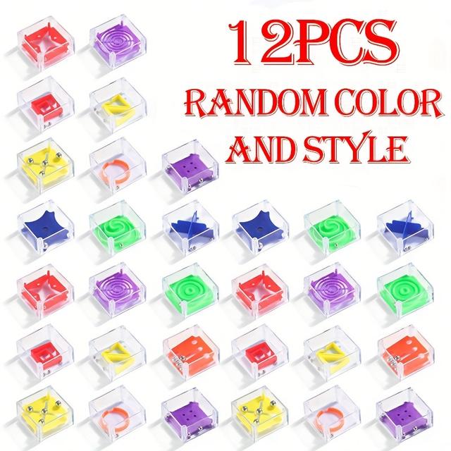 TEMU 12pcs Mini Balance Marble Maze Puzzle Toy - Colorful Plastic Brain Teaser Game For Adults, Portable , & Relax, Mixed Colors, Marble Puzzle Game, Design, Durable Construction