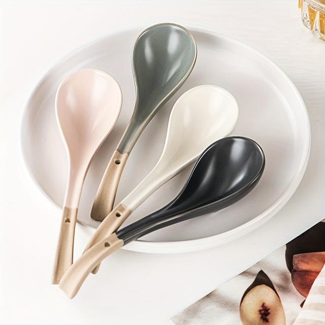 TEMU Ceramic Soup Spoon Dessert Spoon Set Of 4
