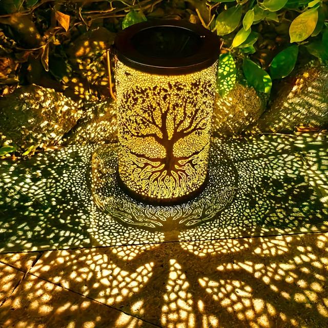 TEMU Solar-powered Of Life Decorative Light – Outdoor Garden Atmosphere Lamp, Indoor Tabletop Warm Light Projection, Decor Night Light For Garden, Patio, Balcony, And Porch – Gift