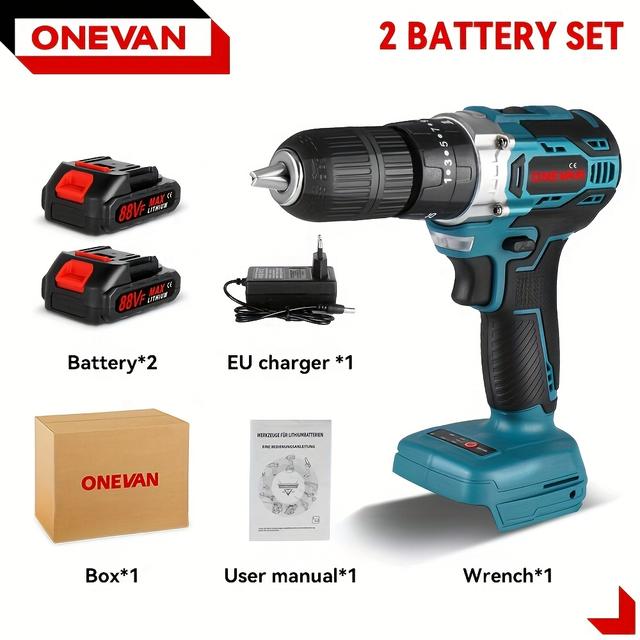 TEMU 13mm Brushless Electric Drill Set, Cordless Electric Screwdriver 3 Functions 25 Adjustable Gears, Suitable For Home Decoration, Industrial Drilling Power Tools