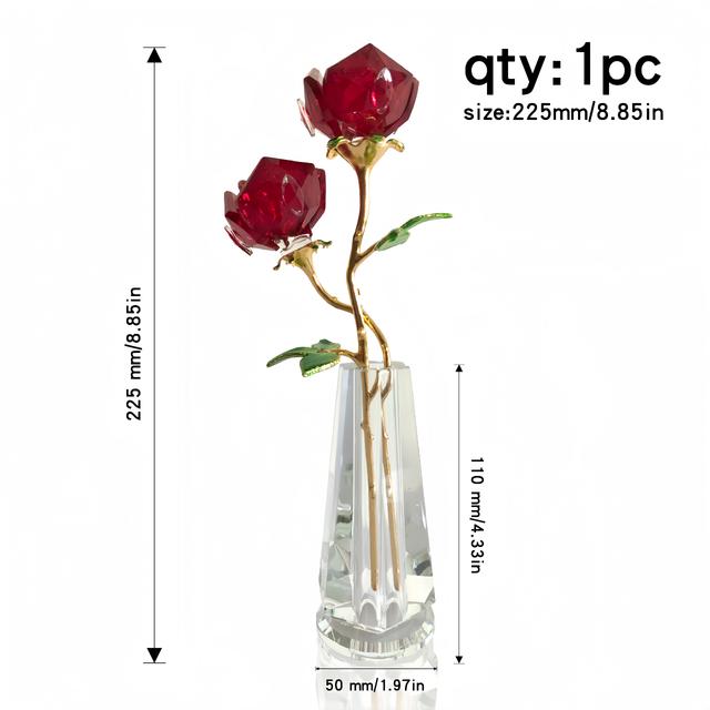 TEMU Elegante Kristallglasrosen mit Vase - 8.85" Romantische Wohnkultur, Perfekt für Valentinstag, Weihnachten, Geburtstage & Thanksgiving-Geschenke für Mama oder Freundin