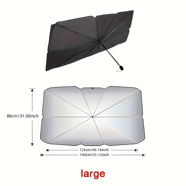 TEMU Foldable Automobile Umbrella Sunshade: Anti-ultraviolet Car Front Window (heat Protection) Windshield Cover -