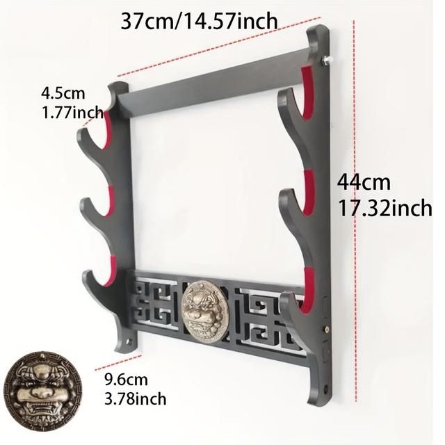 TEMU Percha de exhibición de Kirin Head de madera negra | de terciopelo, estante de armas de montaje en pared, que la , ideal para regalos