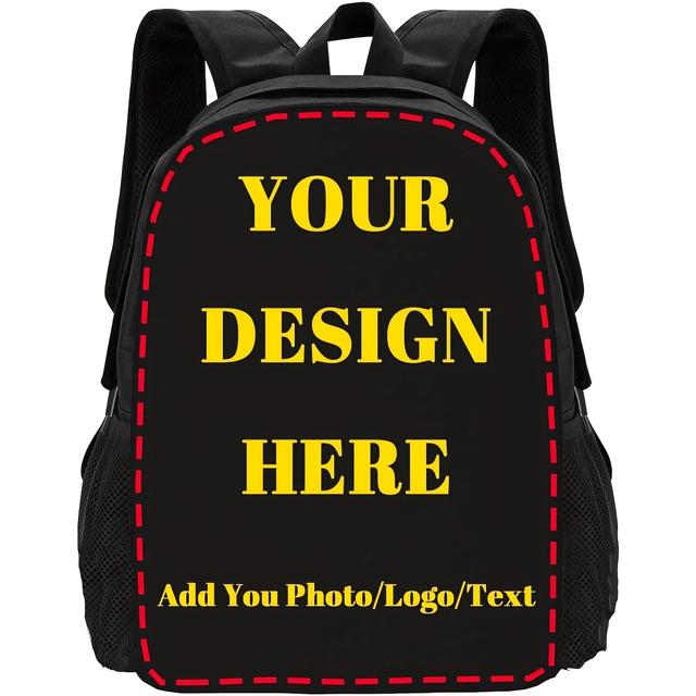 TEMU Mochila de Gran Capacidad Personalizada - Foto o Texto Personalizado, Poliéster Duradero, Ideal para , Viajes y Camping, para Portátiles de 17