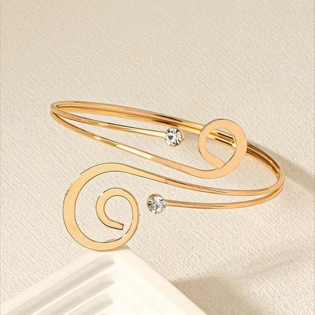 TEMU 1pc Fashionable And Minimalist Style Arm Bangle Metal Adjustable Arm Bracelet Suitable For Daily Ladies