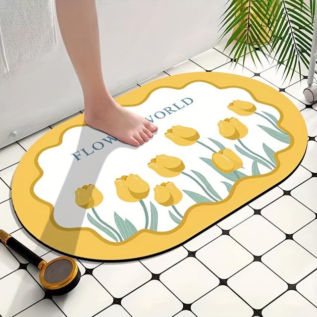 TEMU 滑り止め珪藻土バスマット - 速乾・吸水性抜群、柔らかく快適、浴室・シャワー・トイレ・キッチン・ランドリールーム・玄関・リビング用ドアマット