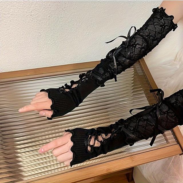 TEMU Lolita Gloves Ballet Style Lace Sleeves Gloves