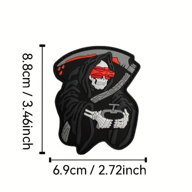 TEMU 1pc Reaper Morale With Adhesive Back 3dpvc Armband Patch Badge Suitable For Backpacks, Apparel, Helmet Armbands, Outdoor Gear -