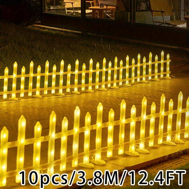 TEMU Solar Lights, Yard Lawn Lights, 5/8/10 Set, Halloween Atmosphere Fence Lights, 20 Flashing Modes, Solar 3600mah Lithium Battery, Color/warm Outdoor