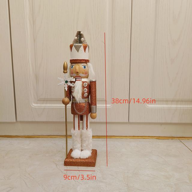 TEMU Elegante de Madera Navideño con , 14.96 Pulgadas - Soldado y Plateado