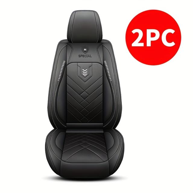 TEMU Set Of 2 Car Seat Covers For The , Made Of High-quality Faux Leather With A Color , Suitable For Driver And Passenger Seats In Pickup Trucks, Sedans, And Electric Vehicles. And Clean.