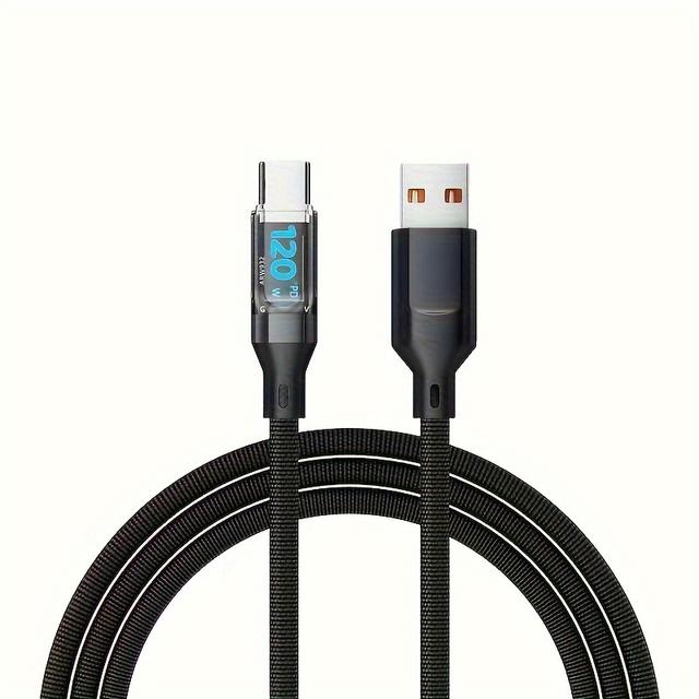 TEMU 120w 6a Rapid Charging Cable - Usb Type C Charge Cable With Led Display - Fast And Safe Charging Solution For Devices