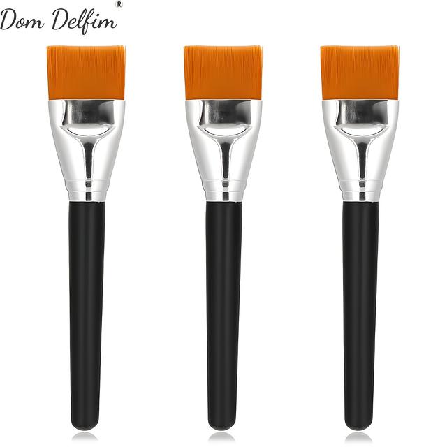 TEMU 3pcs Flat Paint Brush Set By Dom , Ideal For Canvas Painting, Suitable For Oil Painting, Crafts, And Face And Body Art With Acrylic And Watercolor
